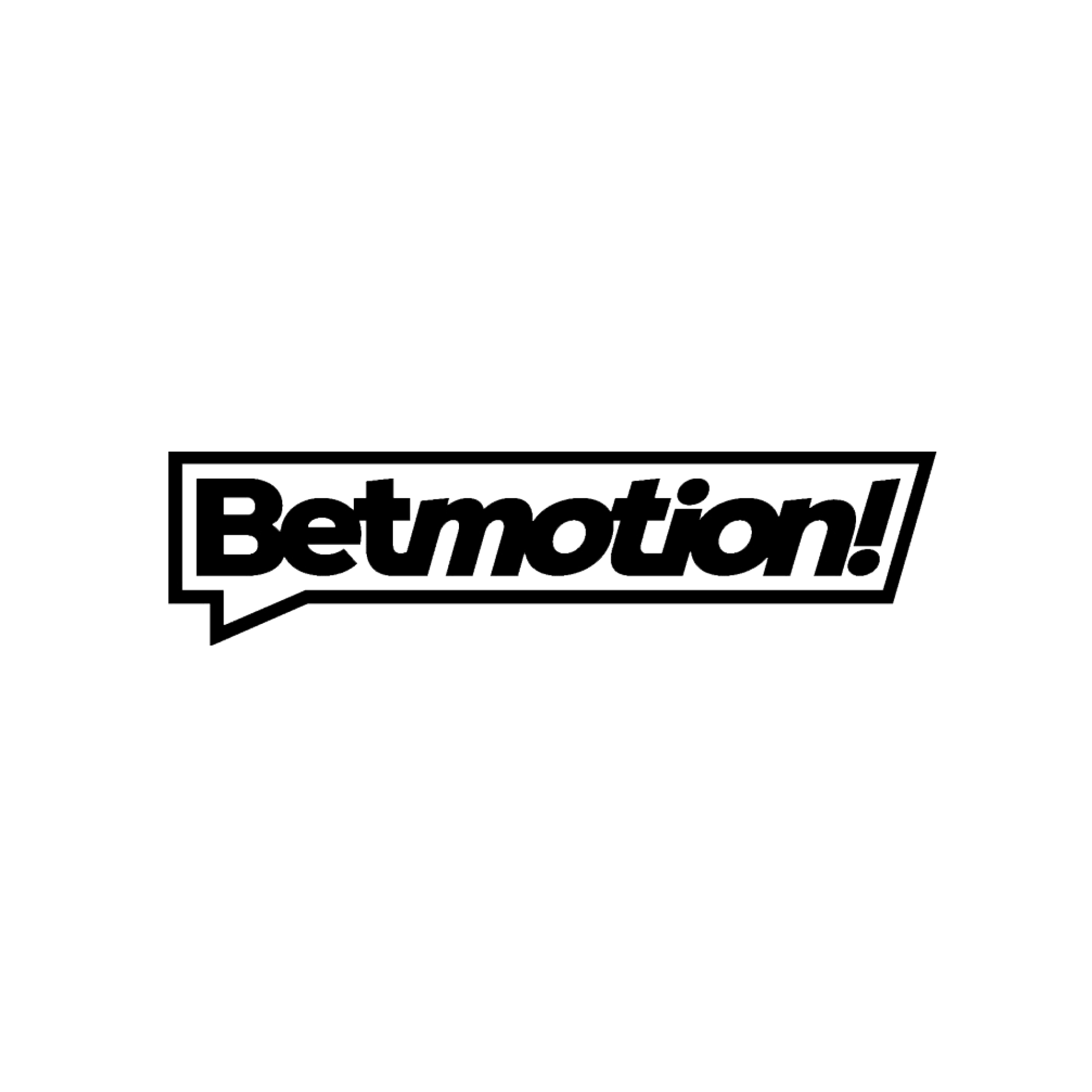 Um logotipo preto e branco para betmotion com um balão de fala.