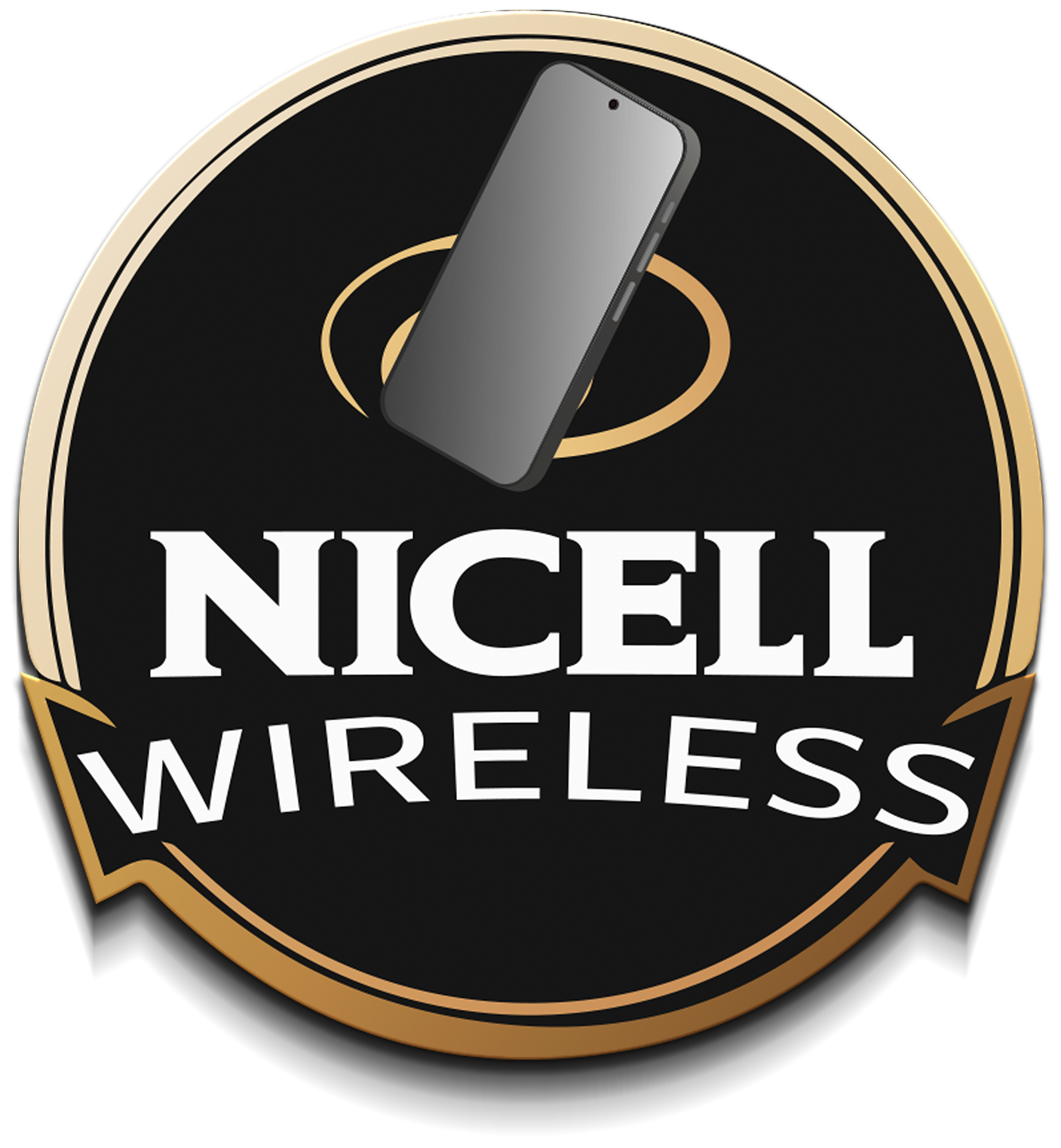 A nicell wireless logo with a cell phone on it