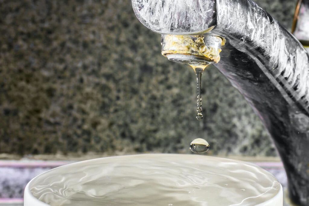 Mineral scaling on a faucet