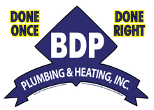 A logo for bdp plumbing and heating inc.