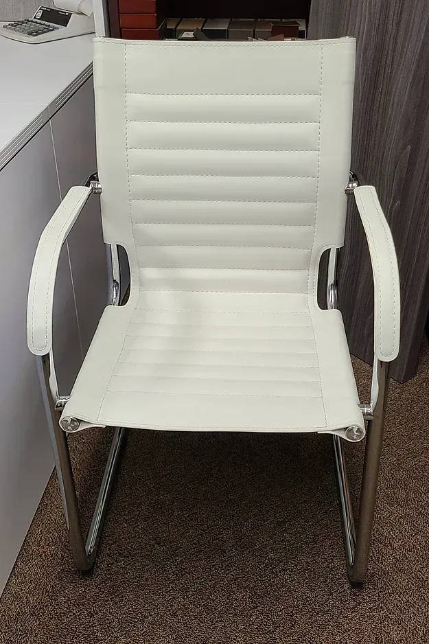 White Faux Leather Guest Chair — Rancho Cordova, CA — Valley Office Furniture