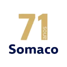 Logotipo da Somaco comemorando 70 anos com logotipo da VW e texto 
