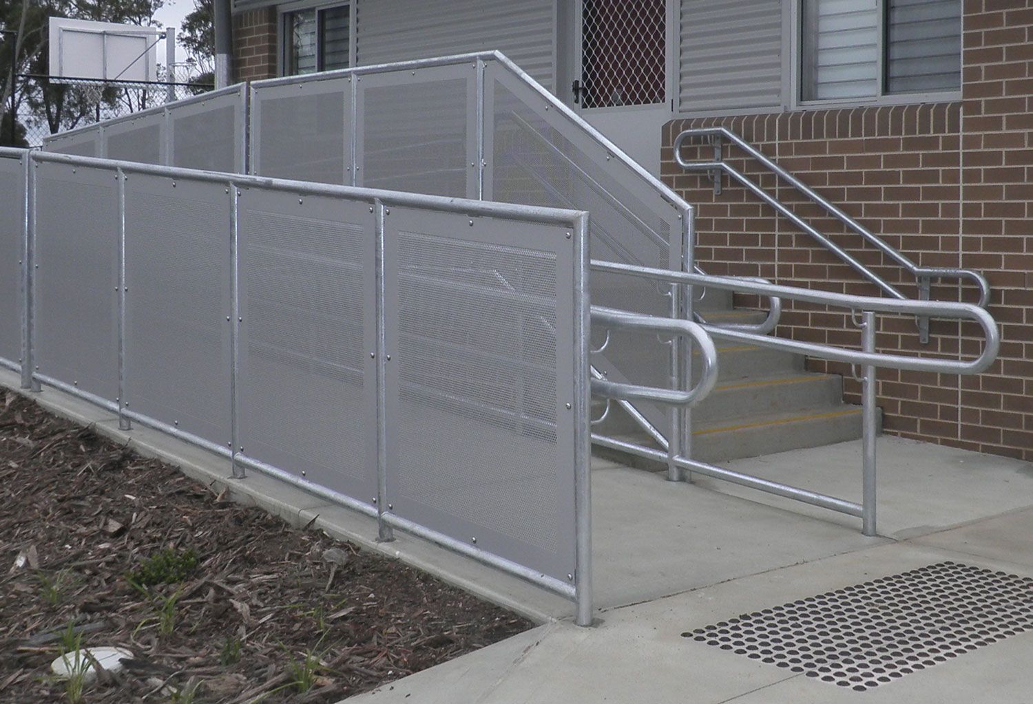 Galvanised Handrail with Perforated Aluminium Infill Balustrade Project