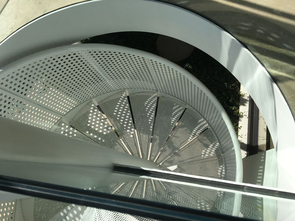 Steel Spiral Staircase With Powdercoated Aluminium Perforated Mesh Project