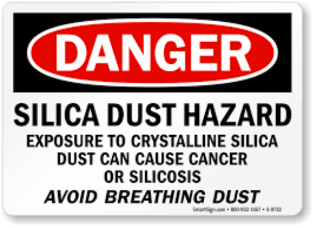DANGER: Silica Dust Hazard.