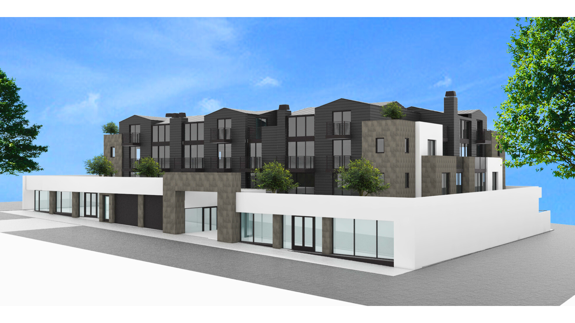 An artist 's impression of a building with a lot of windows