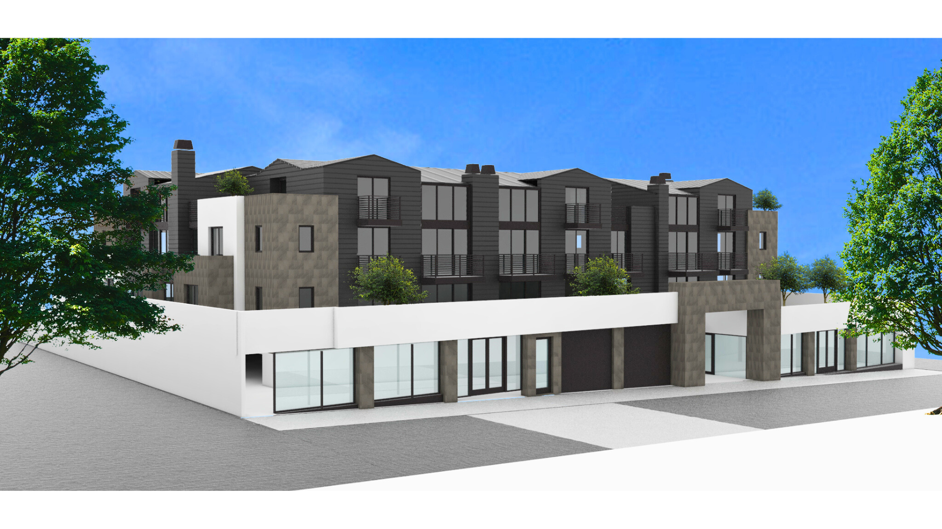 An artist 's impression of a building with a lot of windows