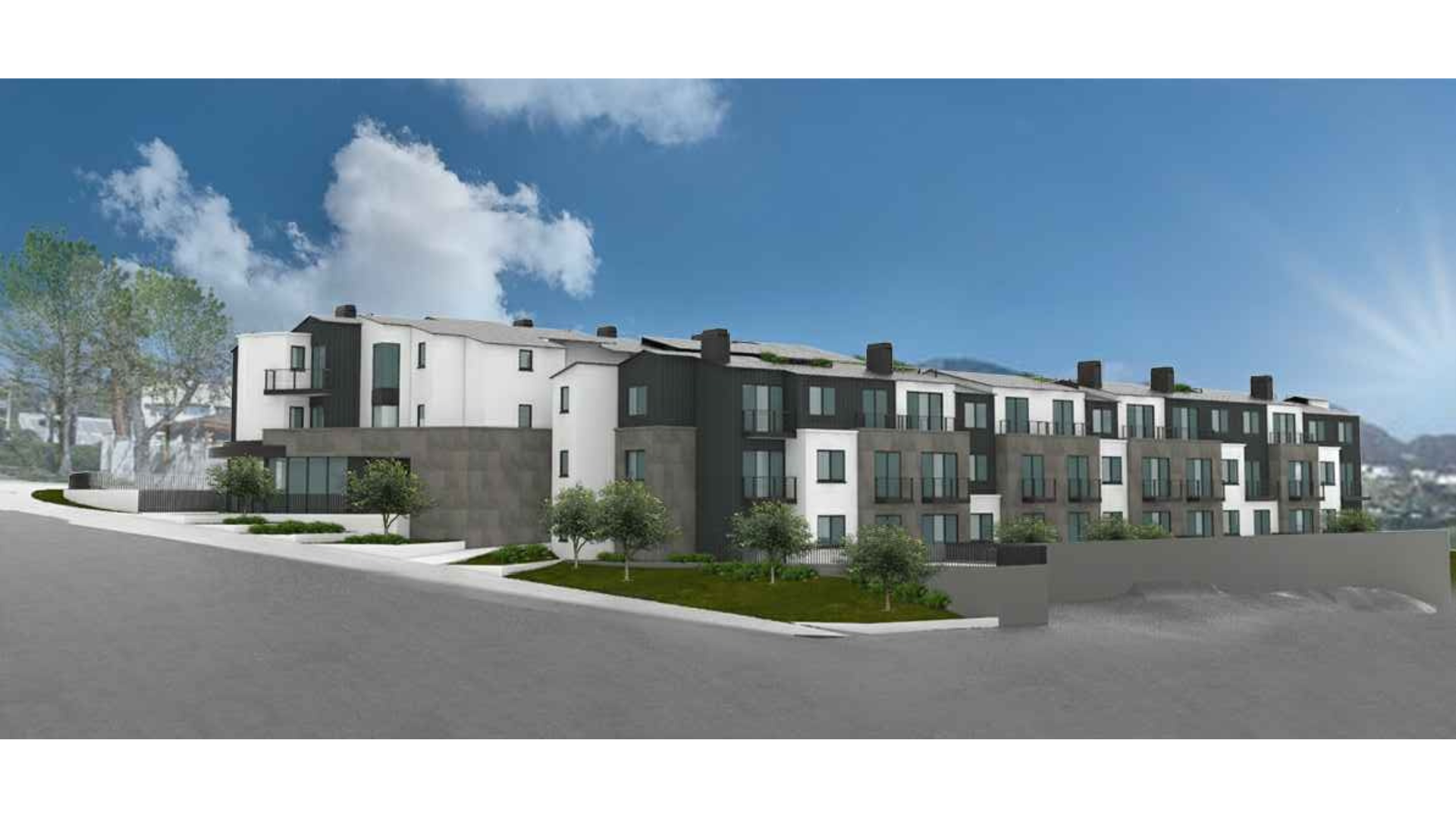 An artist 's impression of a large apartment building.