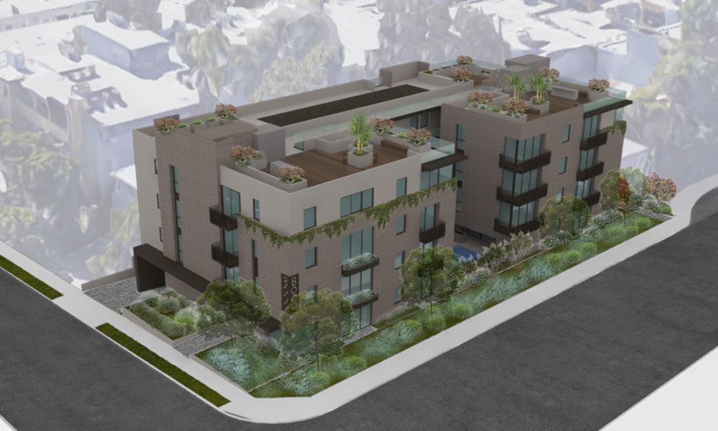 An aerial view of a building with a lot of windows