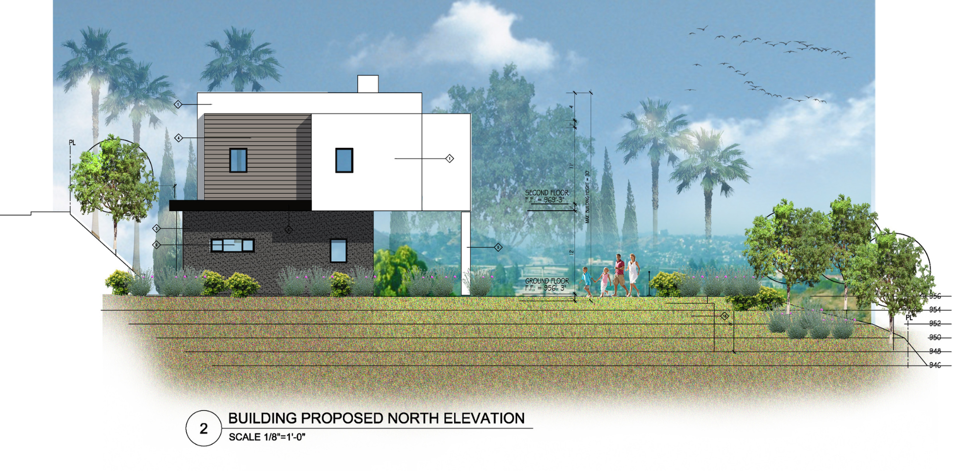 PROPOSED BUILDING EAST AND SOUTH ELEVATIONS