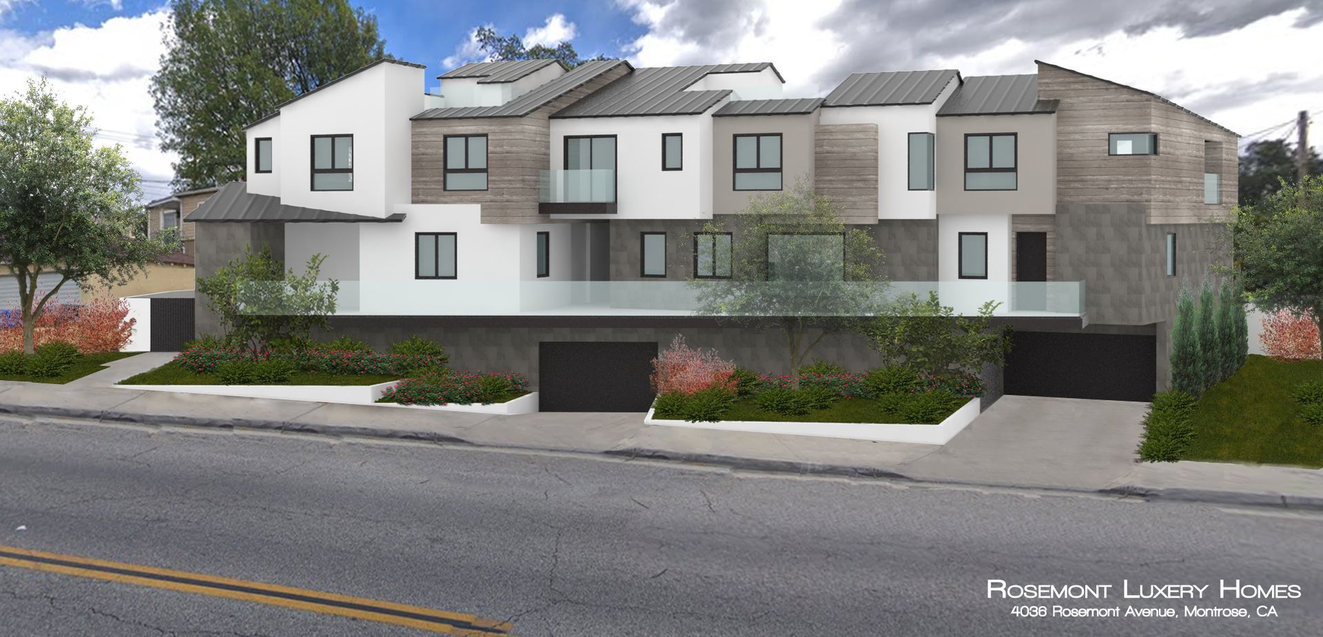 An artist 's impression of a row of apartment buildings