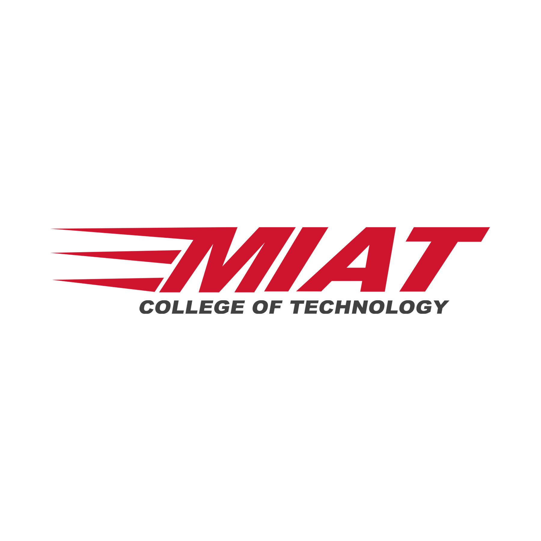 The logo for the college of technology is red and white.