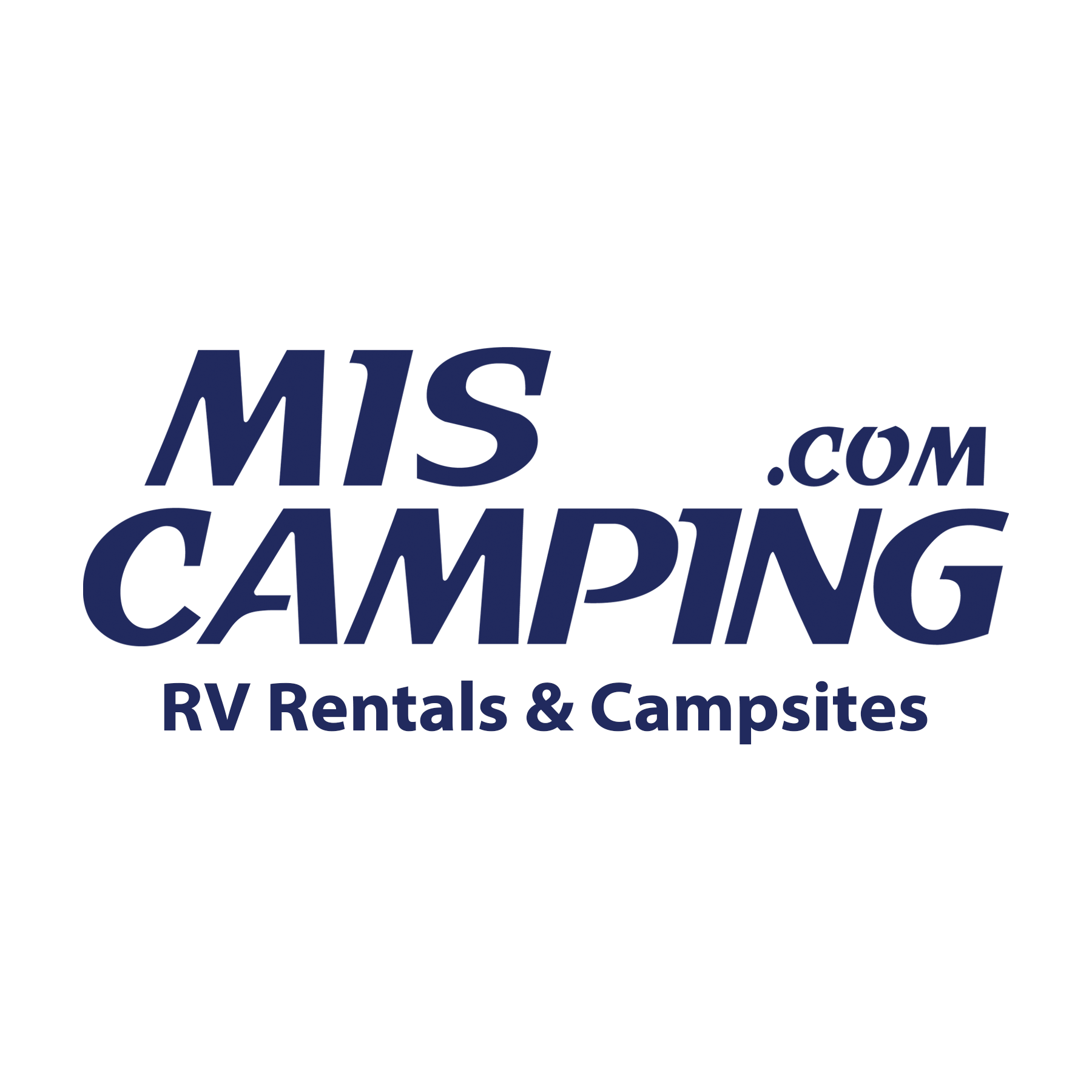 A logo for mis camping rv rentals and campsites.