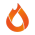 A flame with a drop of water inside of it.