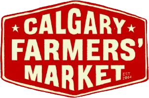 Logo for Calgary Farmers' Market in red and cream.