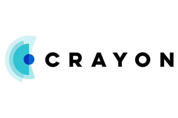 A logo for a company called crayon with a blue circle in the middle.