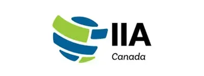 Logo for IIA Canada with a stylized globe and text. Blue, green, and black colors used.