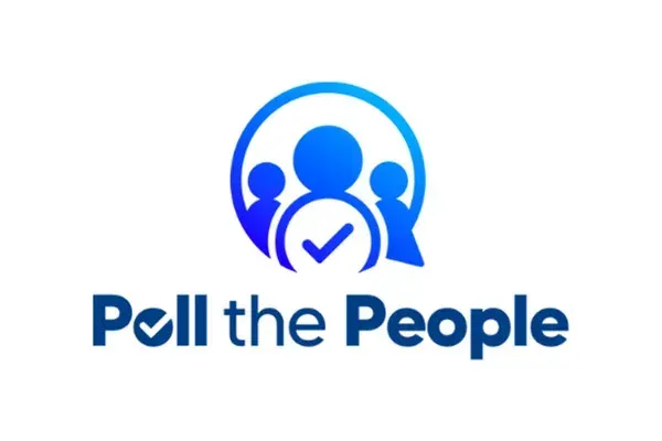 A logo for a company called Poll the People