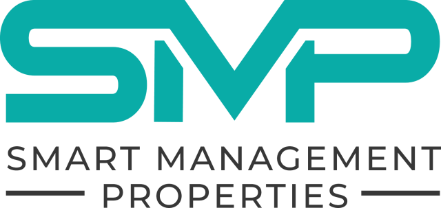 Logo for Smart Management Properties; teal letters SMP, text below: SMART MANAGEMENT PROPERTIES, with a line.