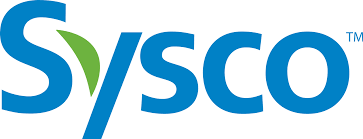 Sysco logo in blue with a green swoosh, 