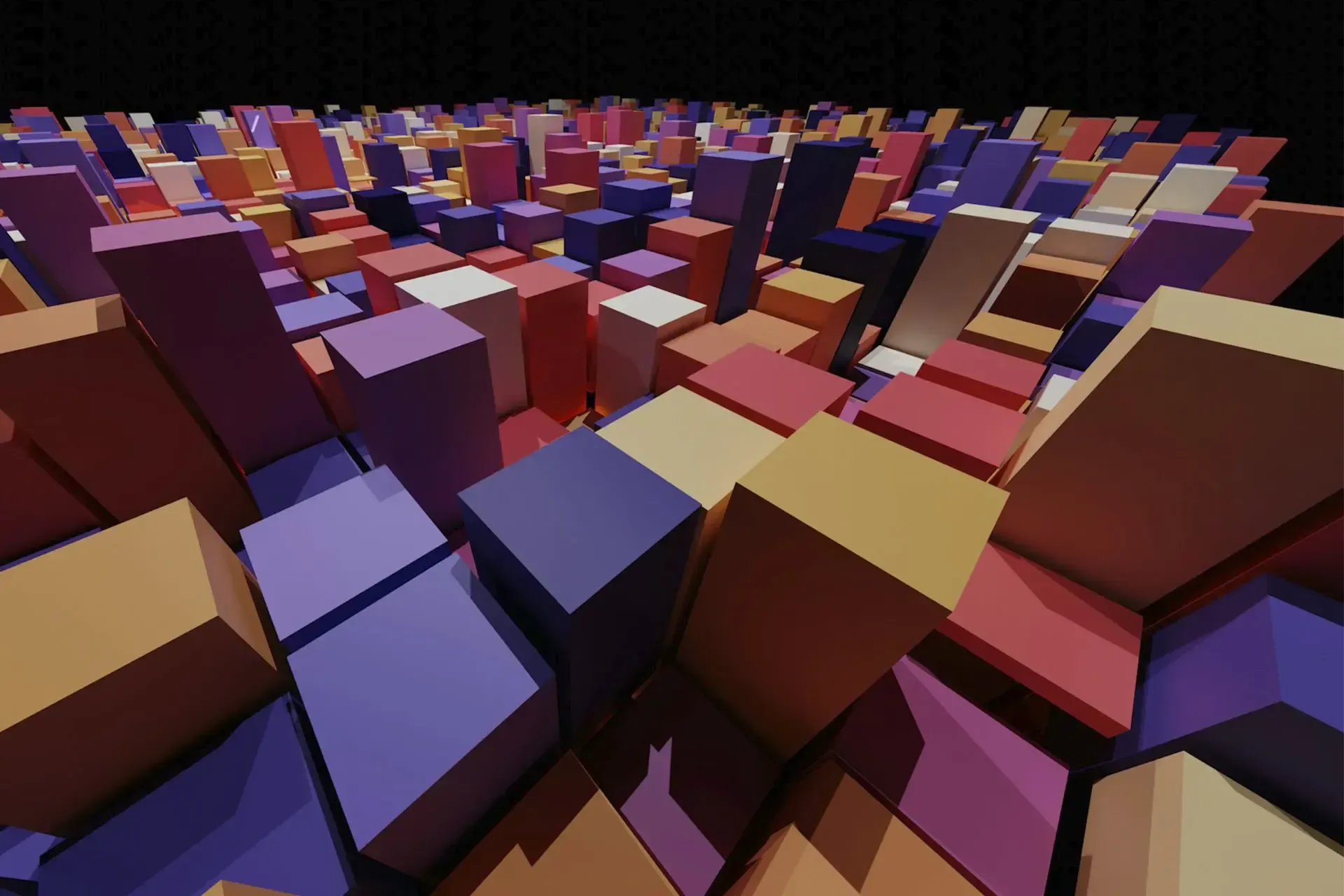 A bunch of colorful cubes are stacked on top of each other