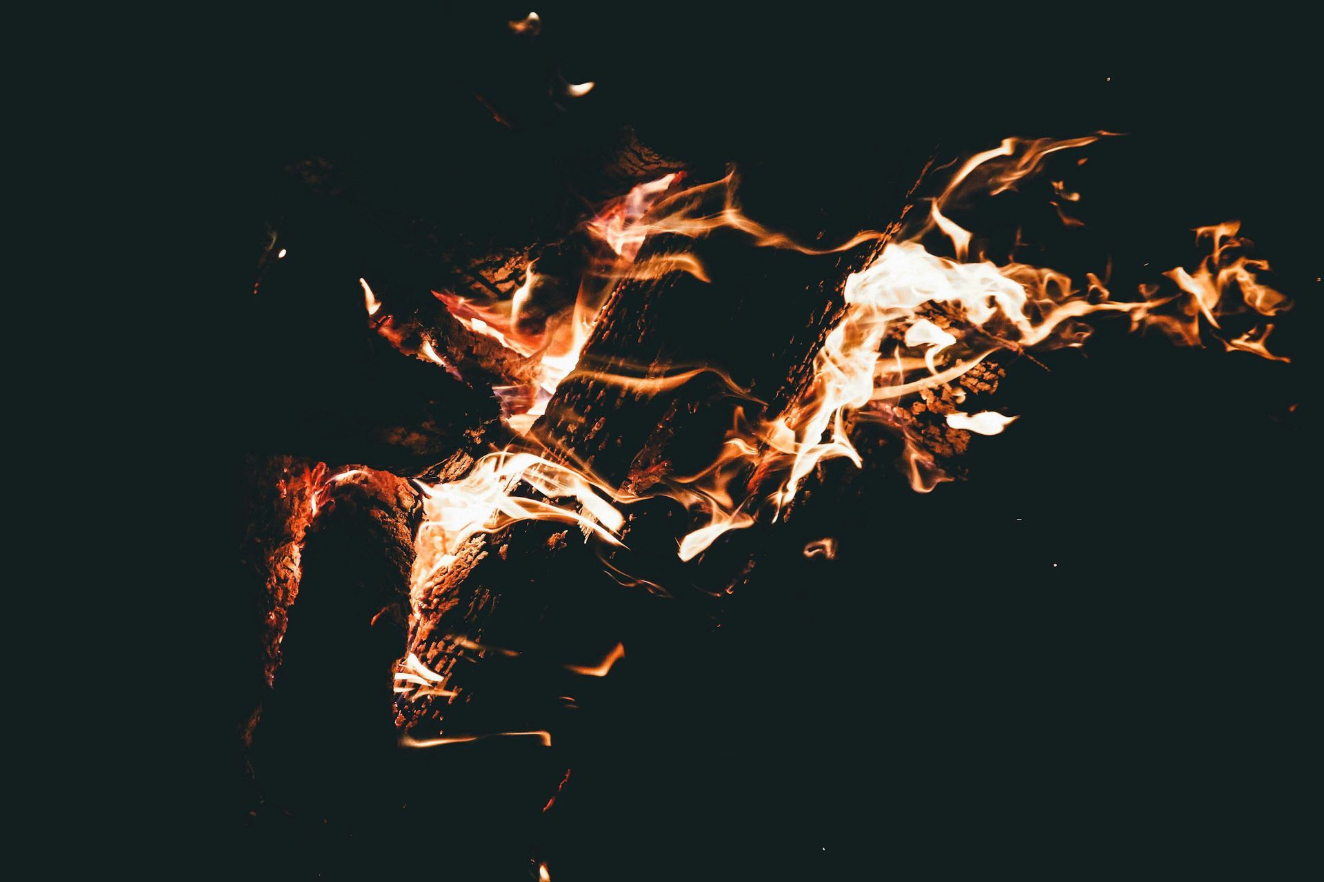 A close-up of a fire