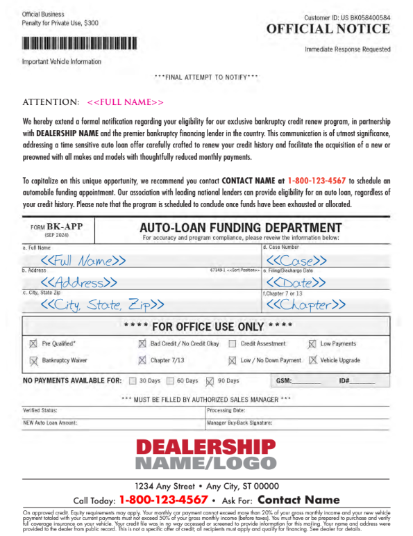 It is a dealership name and logo form.