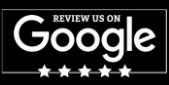 A google review us on logo with four stars on a black background.