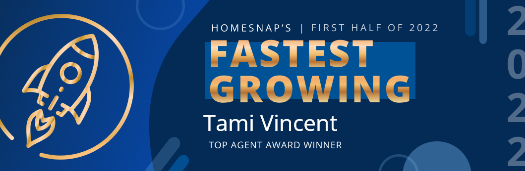 An award banner for Tami Vincent,
