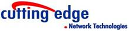 Logo for Cutting Edge Network Technologies with a red arc over the