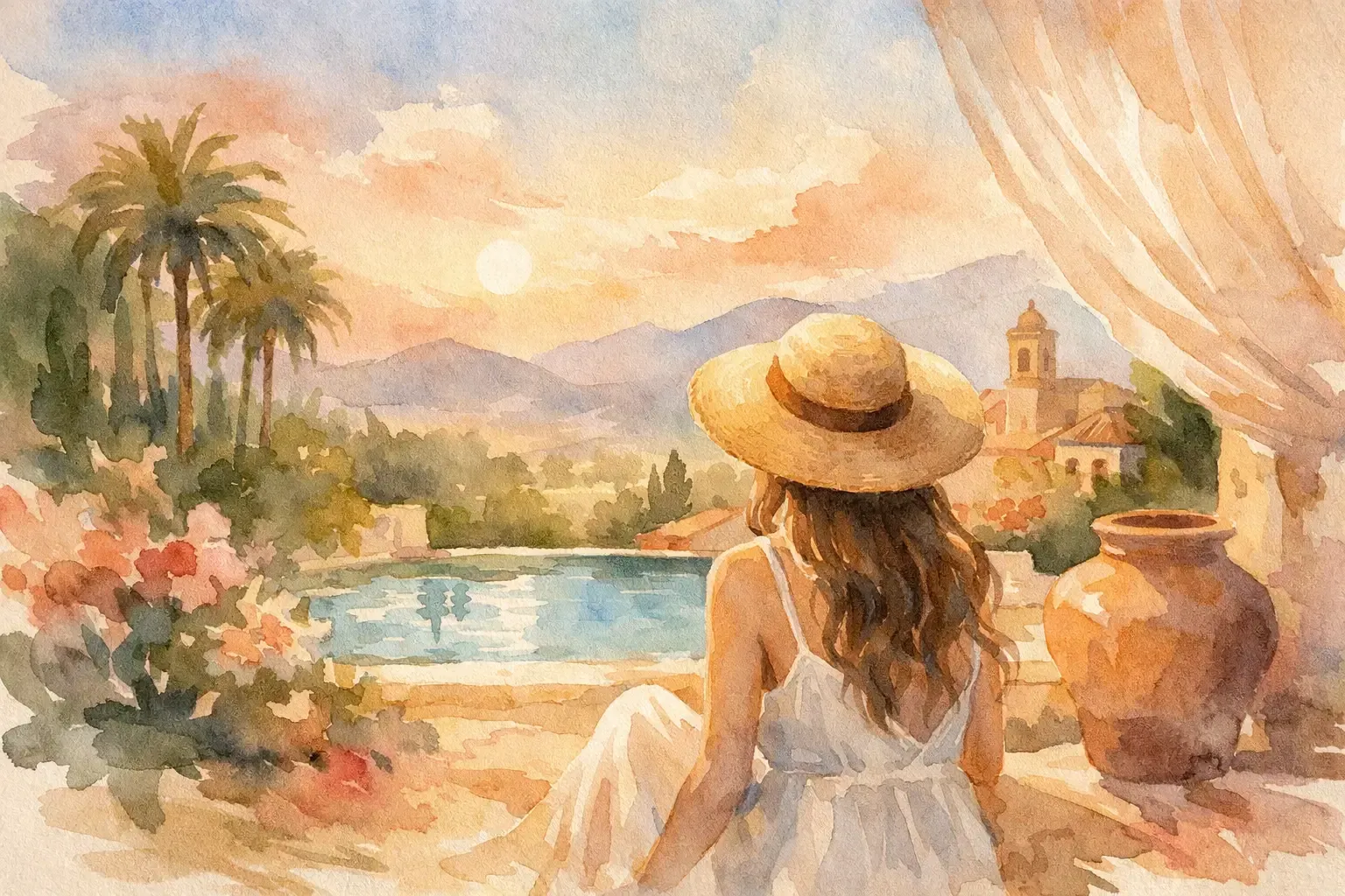 vrouw op retreat schilderij