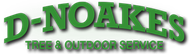 a green and white logo for a D-Noakes tree and outdoor service company