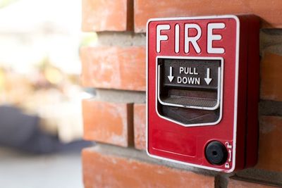 Fire Alarm Signal on Brick Wall — Long Island City, NY — Fire Foe Corp.