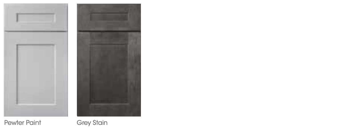Wolf Brand Dartmouth 5-piece cabinet doors in Pewter Paint and Grey Stain