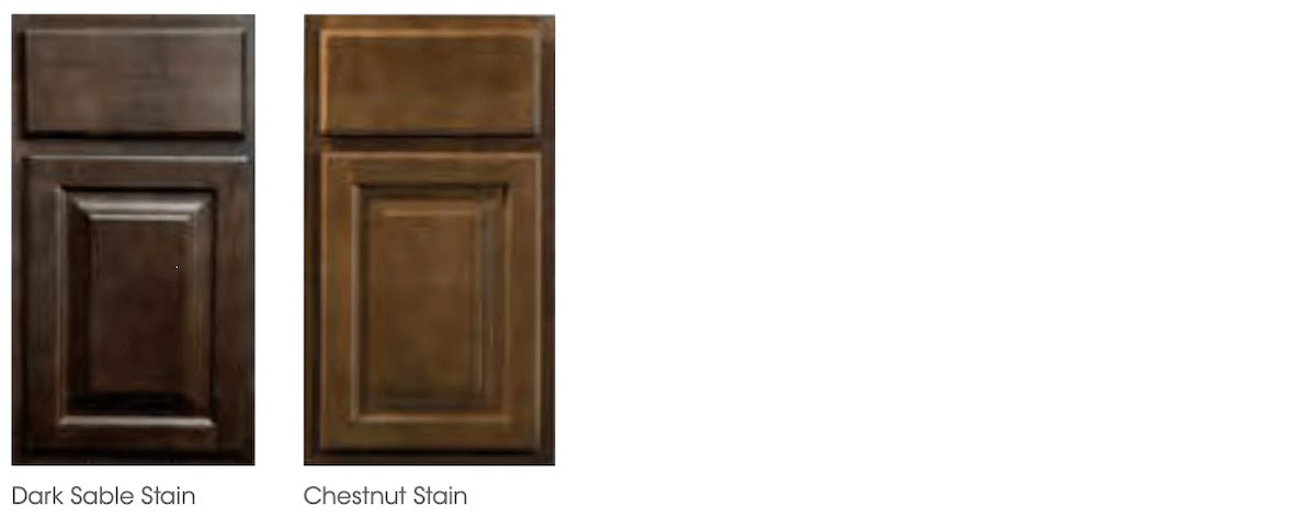 Wolf Brand Saginaw cabinet doors in Dark Sable and Chestnut stain