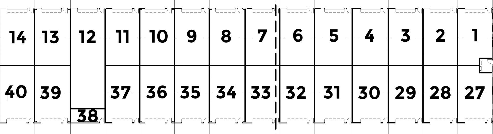 Units 1-11, 13-14, 27-37, 39-40