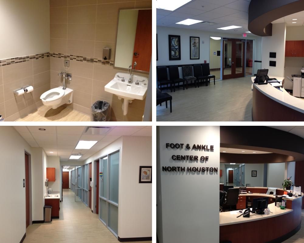A collage of photos of the foot and ankle center of north houston
