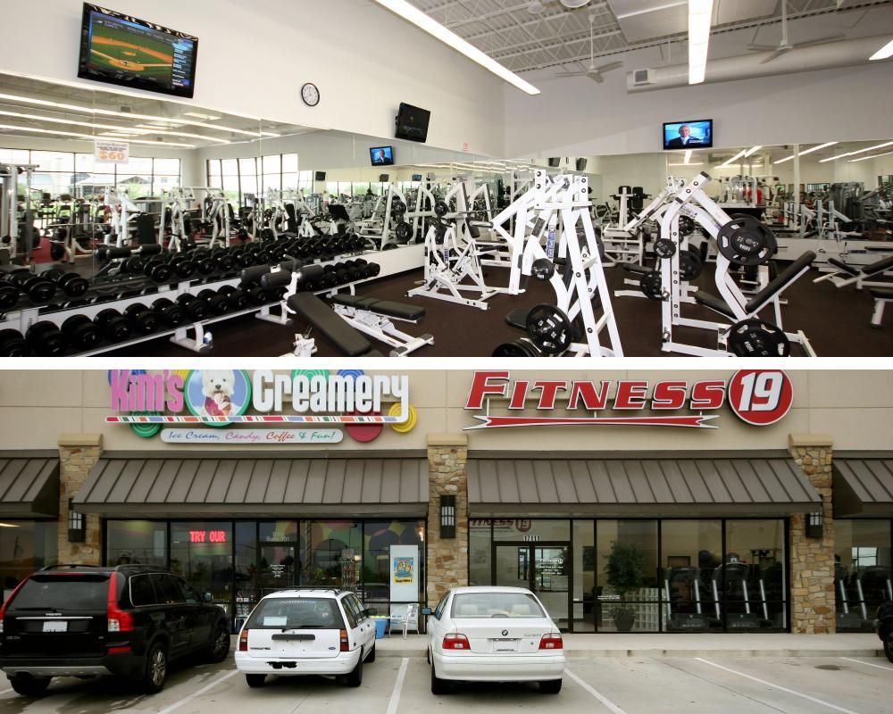 A picture of a gym and a picture of kings creamery