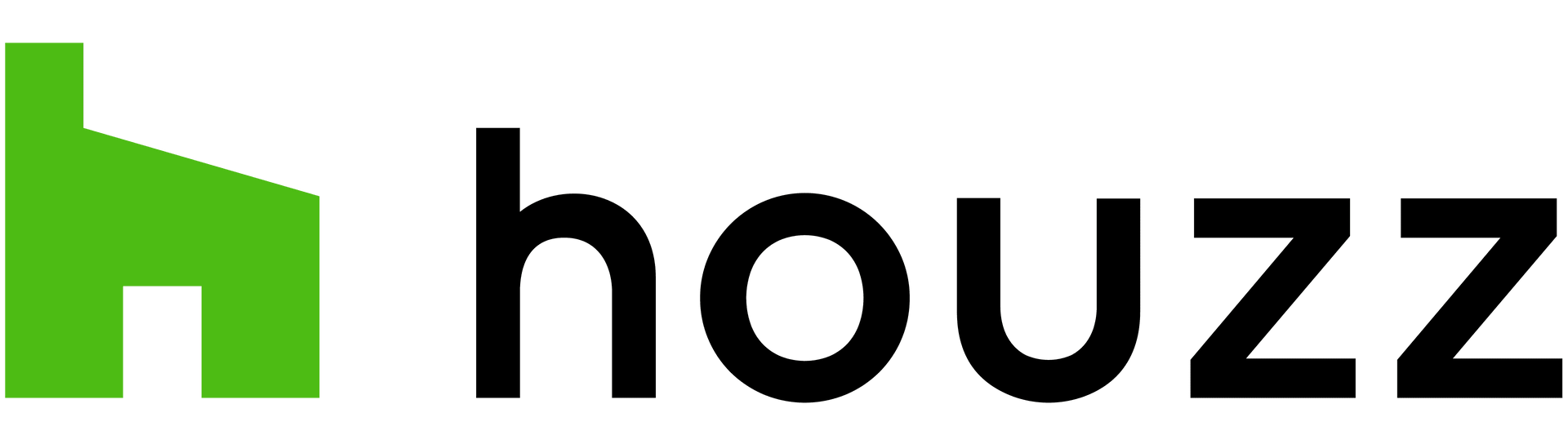The houzz logo is green and black on a white background.