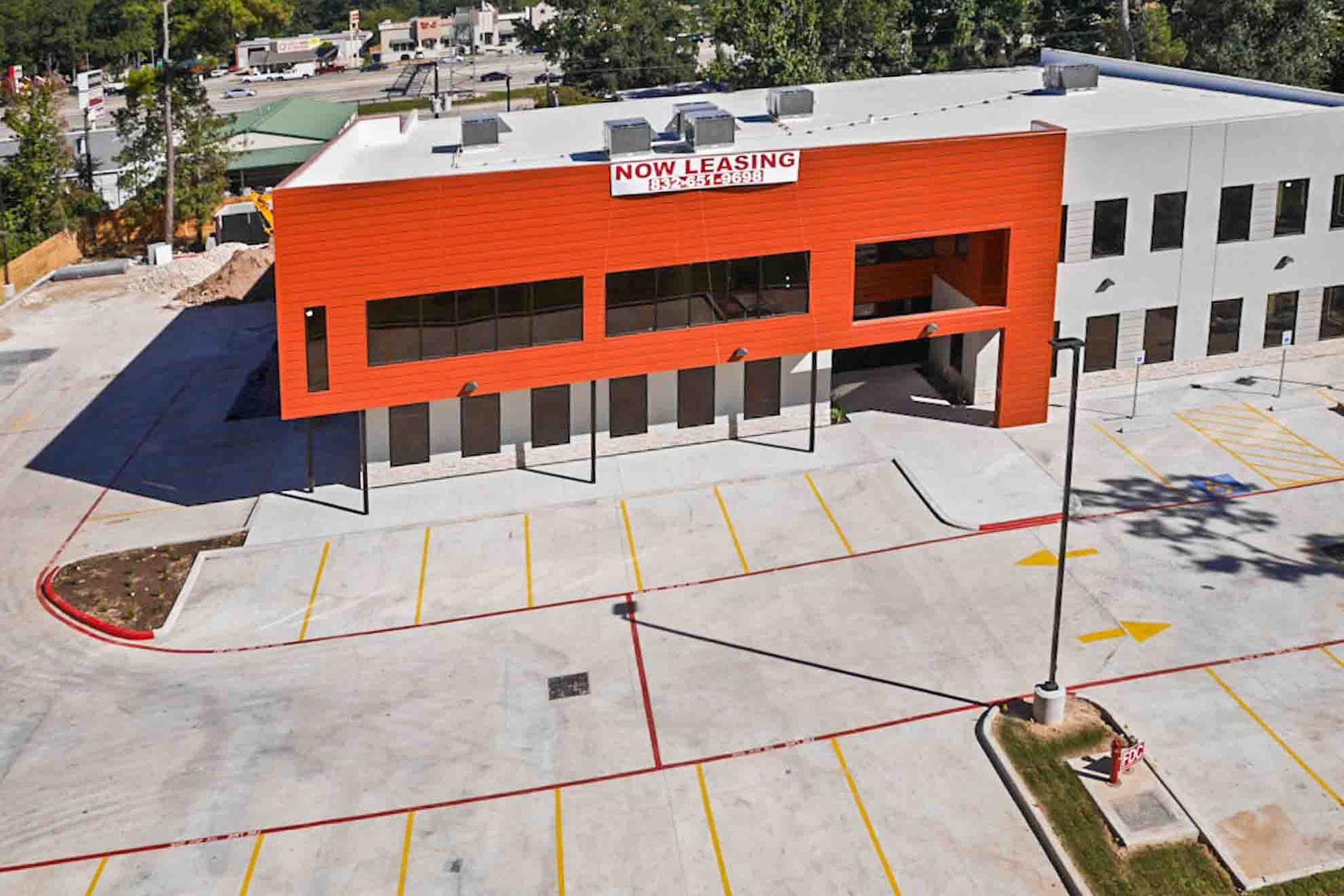 An aerial view of a building that says royal canin