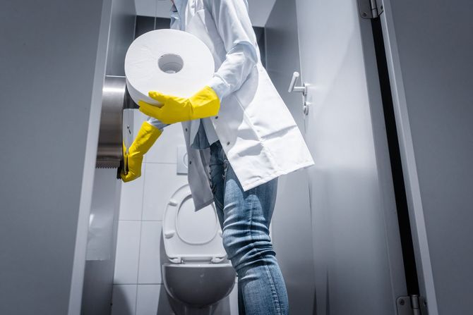 Cleaning supplies. Household chemical detergent bottles on white isolated background.