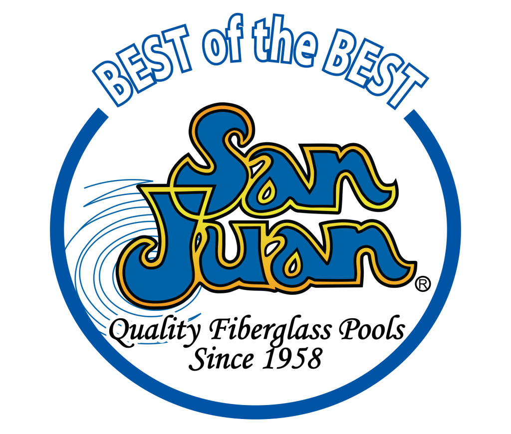 Logo for San Juan Quality Fiberglass Pools with text 