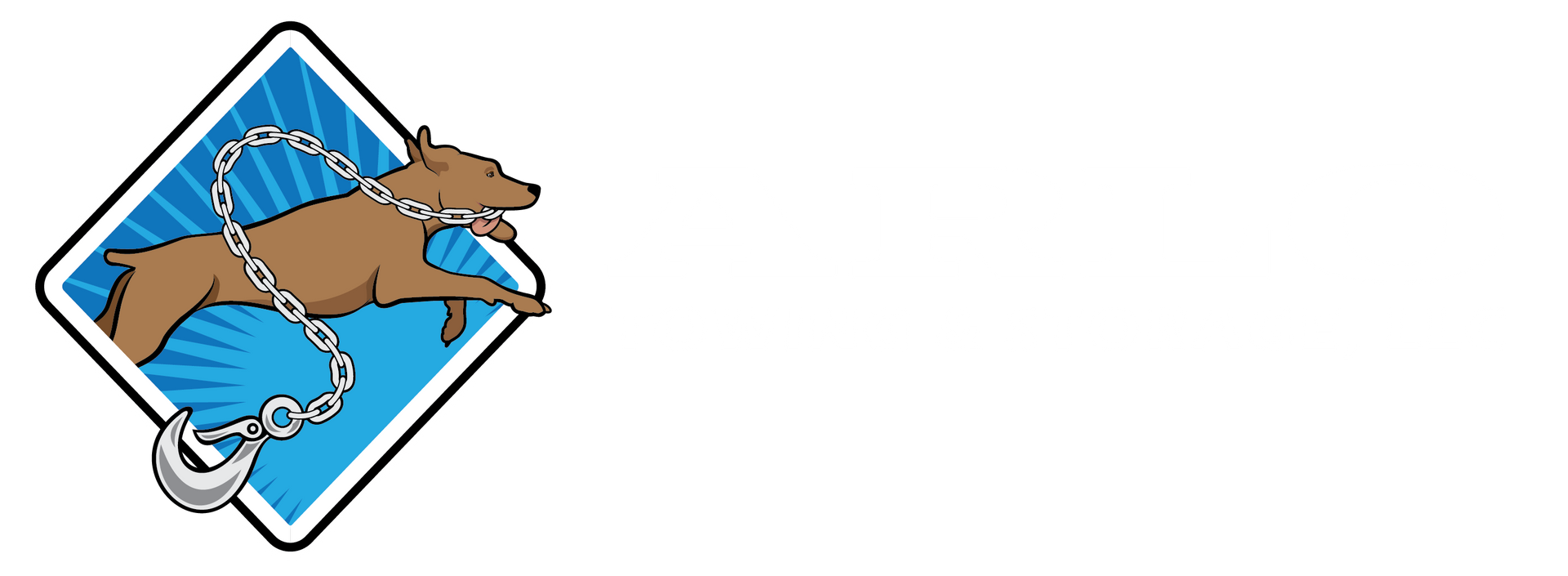 The logo for Arlo Towing and Storage LLC shows a dog running with a tow chain in it's mouth