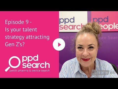 Woman with updo and red lipstick in front of pink backdrop with PPD Search logo and text about attracting Gen Z