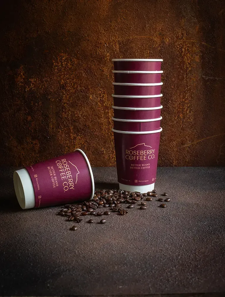 Reusable coffee cups representing sustainability