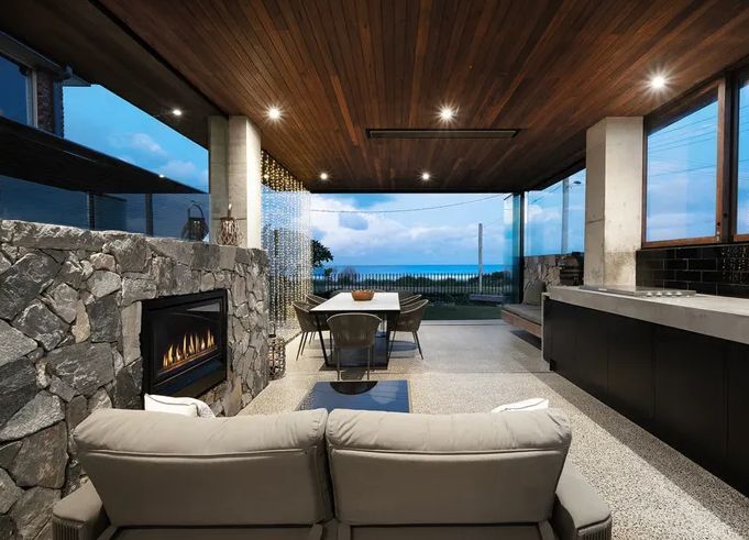 Living Room with Grey Sofa — Envisage Construction and Design in Woonona, NSW