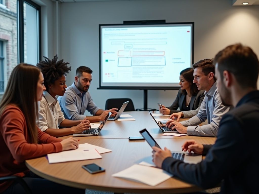 Looking up at a city skyline with a blue sky and clouds