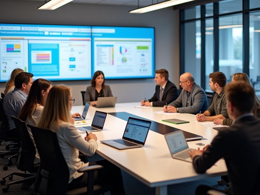 A man is sitting at a desk in front of a laptop computer.