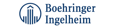Boehringer Ingelheim logo: a blue circle with pillars, and text