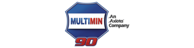 Logo with the word MULTIMIN in a blue and white shield with red